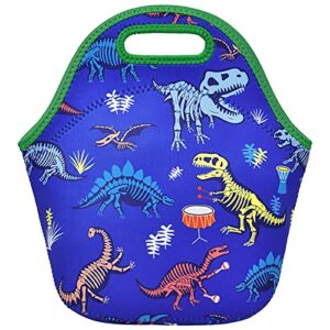 fossils dinosaur lunch bag - neoprene insulated lunch box for boys kids school picnic outdoor lunch handbag waterproof reusable lunch tote bag cooler warm pouch
