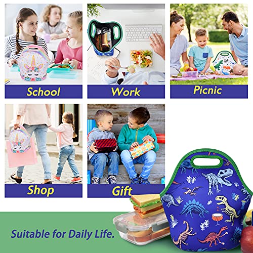 Fossils Dinosaur Lunch Bag - Neoprene Insulated Lunch Box for Boys Kids School Picnic Outdoor Lunch Handbag Waterproof Reusable Lunch Tote Bag Cooler Warm Pouch