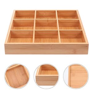 DOITOOL Divided Serving Tray Bamboo 9 Compartments Serving Platter Sushi Plate Candy Bowl for Home Restaurant