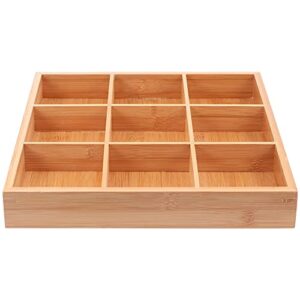 doitool divided serving tray bamboo 9 compartments serving platter sushi plate candy bowl for home restaurant