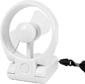 mini air cooling fold fan .3 speed control travel mini size hanging on the neck white
