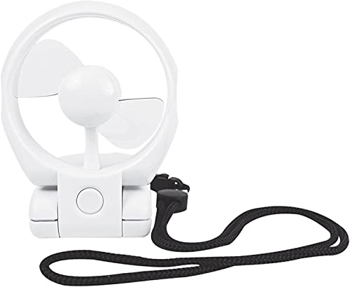 Mini Air cooling fold fan .3 speed control travel mini size hanging on the neck white