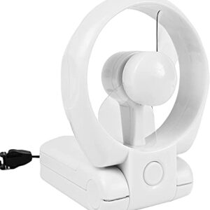 Mini Air cooling fold fan .3 speed control travel mini size hanging on the neck white