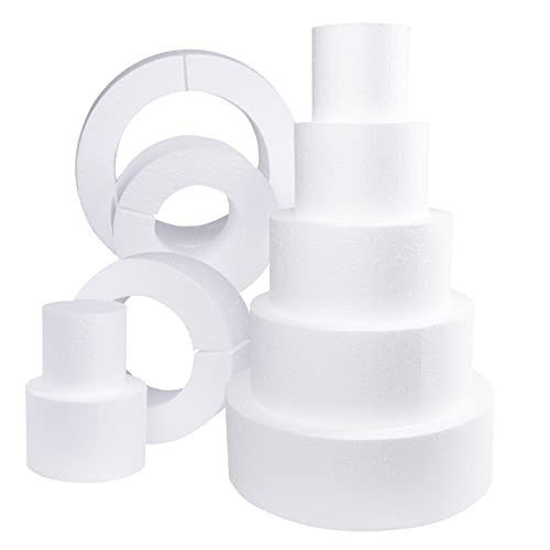 Silverlake Space Saver Cake Dummy Set - 5 Piece Set - Up to 5 Tier Cake 20 inches Tall - EPS Polystyrene Circle for Baking (Round)