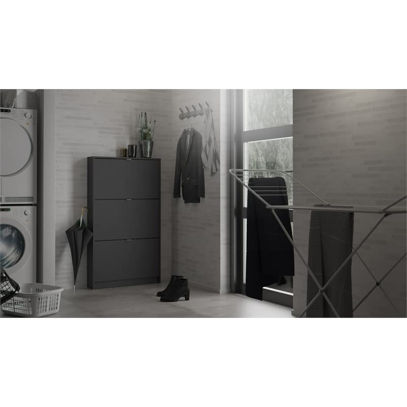 Tvilum, Black Matte Bright 3 Drawer Shoe Cabinet