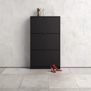 Tvilum, Black Matte Bright 3 Drawer Shoe Cabinet