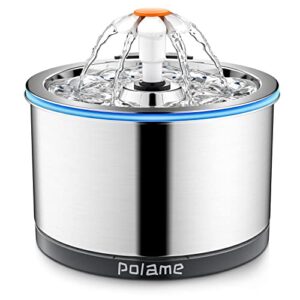 polame cat water fountain stainless steel, automatic water fountain for cats inside, ultra-quiet pet fountain dog water dispenser with 1 cat waterer filter for cats, small dogs