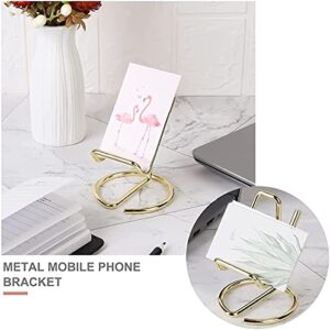 SIRMEDAL Cell Phone Stand, Business Card Holder, Mobile Phone Holder – Metal Wire Cellphone Cradle Dock, Compatible with iPhone/Android Phones/iPad Mini/Kindle (Gold)