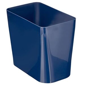 mDesign Plastic Small 3-Gallon Wastebasket, Trashcan Container Bin - for Bathroom, Bedroom, Kitchen, Home Office, Laundry Room - Holds Trash, Garbage, Waste - Navy Blue