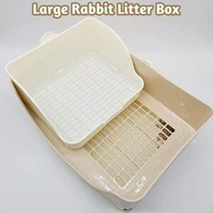 PINVNBY Rabbit Corner Litter Box with Drawer for Cage Small Animal Litter Pan Hanging Pet Feed Bowls Cage Potty Trainer Pet Toilet for Rabbit Bunny Guinea Pigs Chinchilla Ferret