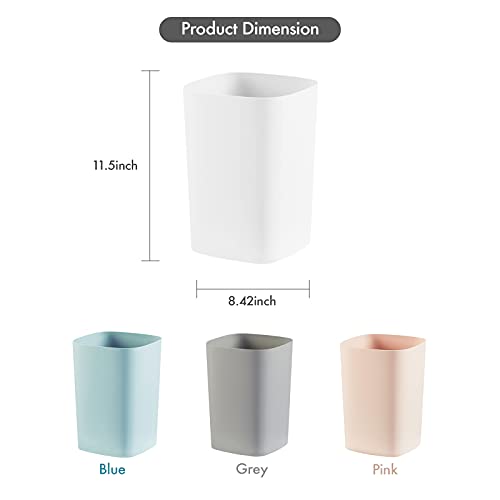 kiuetsa Bathroom Trash Can, Small Garbage Can for Bathroom, Kitchen, Office, Bedroom, Stylish Modern Indoor Plastic Waste Basket, 3.4 Gallon/13 Liter, Grey