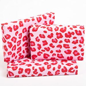 central 23 - trendy wrapping paper - 6 gift wrap sheets - pink leopard print - for women birthday teenagers girls - recyclable