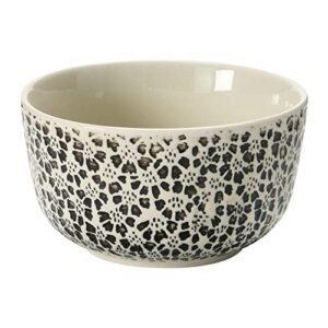 Creative Co-Op Hand-Stamped Stoneware Bowl with Embossed Pattern, Black & Cream Color, 4 Styles Dinnerware, Multi