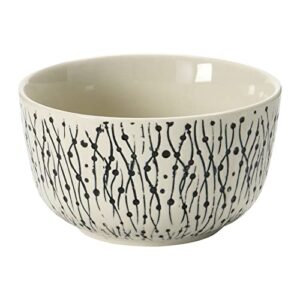 Creative Co-Op Hand-Stamped Stoneware Bowl with Embossed Pattern, Black & Cream Color, 4 Styles Dinnerware, Multi