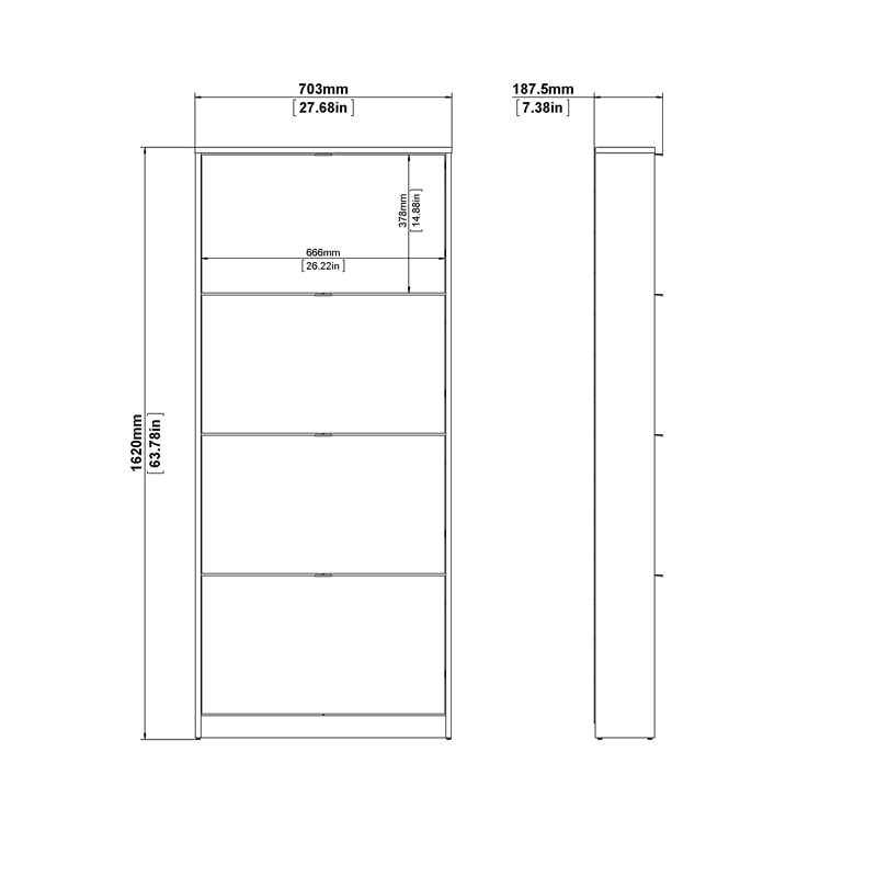 Tvilum, Black Matte Bright 4 Drawer Shoe Cabinet