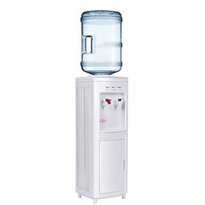 kotek water coolers water dispenser, hot & cold top loading water cooler dispenser holds 3 or 5 gallon bottles w/ child safety lock, removable drip tray & storage cabinet for home office school, white