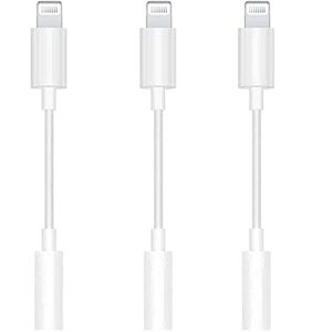 apple mfi certified 3 pack lightning to 3.5 mm headphone jack adapter iphone 3.5mm jack aux dongle cable earphones headphones converter compatible with iphone 12 12 pro11 xr xs x 8 7 ipad ipod