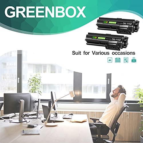 GREENBOX Compatible Toner Cartridge Replacement for Kyocera TK1152 TK-1152 1T02RV0US0 for ECOSYS P2235dw M2635dw M2635dn P2235dn M2135dn M2735dn Printer (2-Pack Black)