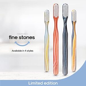 BioSwiss SMYL Toothbrushes with Powerful Soft Nylon Bristles for Adults - Unique Fashion Forward Printed Designs, Oral Care, Effectively Remove Plaque and Tartar Build Up (1 Pack, Fine Stones Yellow)