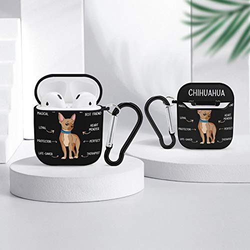 Proud Chihuahua Owner Airpods Case Cover for Apple AirPods 2&1 Cute Airpod Case for Boys Girls Silicone Protective Skin Airpods Accessories with Keychain