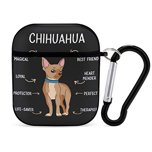 Proud Chihuahua Owner Airpods Case Cover for Apple AirPods 2&1 Cute Airpod Case for Boys Girls Silicone Protective Skin Airpods Accessories with Keychain