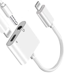 akavo apple mfi certified lightning to 3.5mm headphones dongle jack adapter for iphone 2 in 1 headphone adapter and aux audio adapter + charger cable splitter compatible with iphone 12 11 xs xr x 8 7