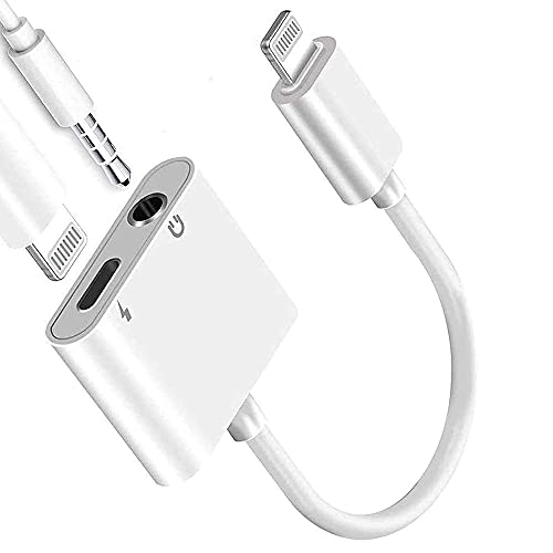 AKAVO Apple MFi Certified Lightning to 3.5mm Headphones Dongle Jack Adapter for iPhone 2 in 1 Headphone Adapter and Aux Audio Adapter + Charger Cable Splitter Compatible with iPhone 12 11 XS XR X 8 7