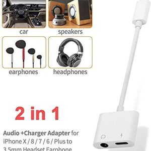 AKAVO Apple MFi Certified Lightning to 3.5mm Headphones Dongle Jack Adapter for iPhone 2 in 1 Headphone Adapter and Aux Audio Adapter + Charger Cable Splitter Compatible with iPhone 12 11 XS XR X 8 7