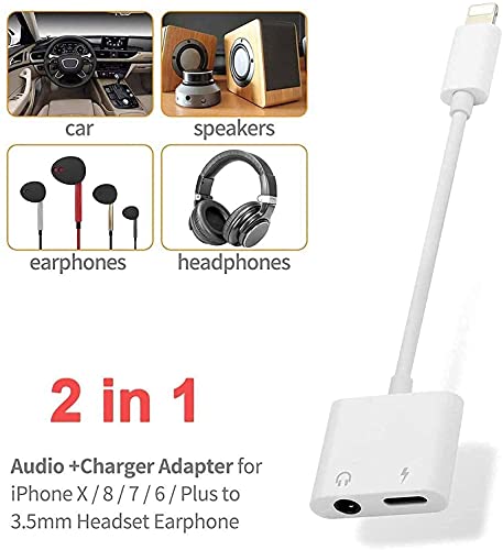 AKAVO Apple MFi Certified Lightning to 3.5mm Headphones Dongle Jack Adapter for iPhone 2 in 1 Headphone Adapter and Aux Audio Adapter + Charger Cable Splitter Compatible with iPhone 12 11 XS XR X 8 7