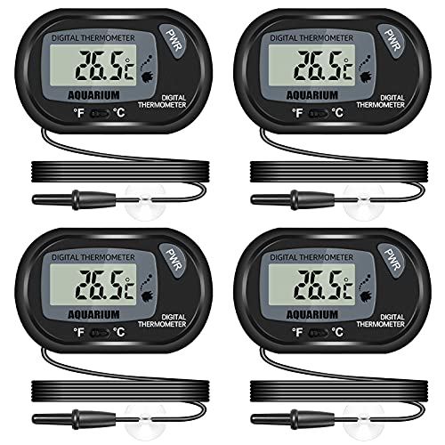 Thlevel LCD Digital Aquarium Thermometer, Fish Tank Thermometer with Water-Resistant Sensor Probe and Suction Cup for Reptile, Turtle Incubators, Terrarium Water Thermometer (4)