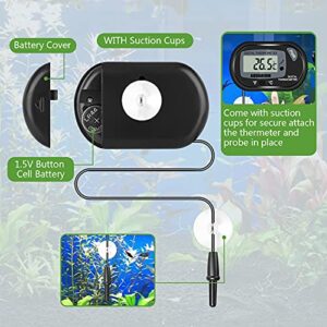 Thlevel LCD Digital Aquarium Thermometer, Fish Tank Thermometer with Water-Resistant Sensor Probe and Suction Cup for Reptile, Turtle Incubators, Terrarium Water Thermometer (4)