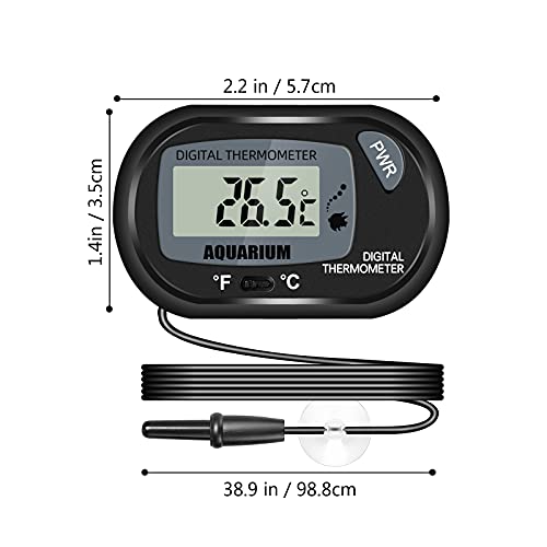 Thlevel LCD Digital Aquarium Thermometer, Fish Tank Thermometer with Water-Resistant Sensor Probe and Suction Cup for Reptile, Turtle Incubators, Terrarium Water Thermometer (4)