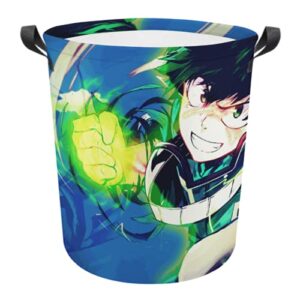 vivimeng japanese anime cartoon circular waterpoor foldable hamper dirty clothes with durable handle for bedroom,bothroom,toys (c,17.316.5in)