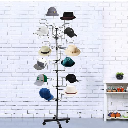 tonchean Floor Stand Hat Racks 7 Tier Hat Display stand Baseball Cap Wig Display Rack Metal Freestanding Hat Stands Rack Commercial Large 35 Hats or Wigs