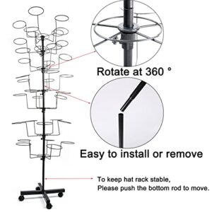 tonchean Floor Stand Hat Racks 7 Tier Hat Display stand Baseball Cap Wig Display Rack Metal Freestanding Hat Stands Rack Commercial Large 35 Hats or Wigs