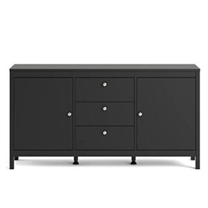 Tvilum, Black Matte Madrid 2 Door Sideboard with 3 Drawers