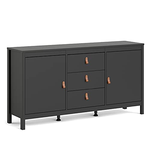 Tvilum, Black Matte Madrid 2 Door Sideboard with 3 Drawers