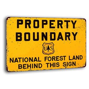 bayabu tin sign property boundary national forest vintage reproduction metal sign wall decor 8 x 12 inches