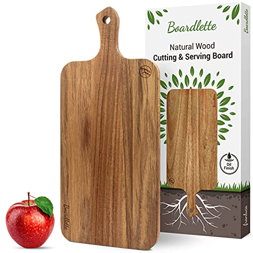 Boardlette Wood Cutting Board, Wooden Cutting Boards for Kitchen, Serving Board, Chopping Board, Wood Cutting Boards for Meat Cheese Bread Vegetables, Acacia Wood Medium