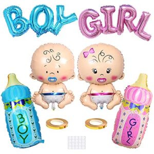 xihuimay 6pcs baby boy girl party balloons helium balloon gender reveal balloon baby boy/girl blue/pink bottle boy/girl letter foil balloon for it is a boy/girl baby shower birthday party decoration