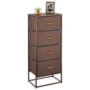 mdesign storage dresser furniture unit - tall standing organizer tower for bedroom, office, living room, and closet - 4 drawer removable fabric bins - espresso brown