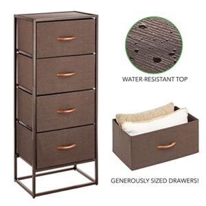 mDesign Storage Dresser Furniture Unit - Tall Standing Organizer Tower for Bedroom, Office, Living Room, and Closet - 4 Drawer Removable Fabric Bins - Espresso Brown