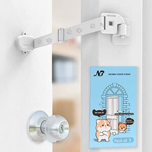 neobay adjustable door strap and latch for cats, easy way for dog proof litter box and feeding station, pet latch for door, economical alternative of pet gates and interior cat door