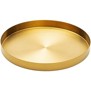 exxacttorch 12 inch gold round metal decorative tray stainless steel golden serving tray brass circle table platter tray for bathroom vanity counter desktop dinner table