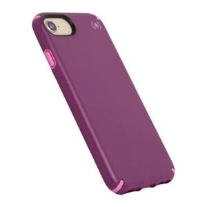 speck products protective skin cover for iphone se 2020 case/iphone 7 case (also fits iphone 6 and iphone 6s) - (mangosteen purple/hibiscus pink)