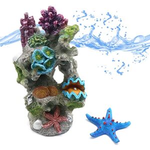 Fish Tank Rocks Resin Artificial Coral Inserts Decor Shell Ornaments Reef Aquarium Coral Decoration for Betta Fish Tank Fish to Sleep Rest Hide Play