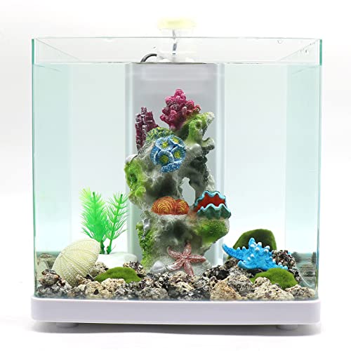 Fish Tank Rocks Resin Artificial Coral Inserts Decor Shell Ornaments Reef Aquarium Coral Decoration for Betta Fish Tank Fish to Sleep Rest Hide Play