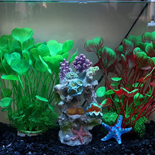 Fish Tank Rocks Resin Artificial Coral Inserts Decor Shell Ornaments Reef Aquarium Coral Decoration for Betta Fish Tank Fish to Sleep Rest Hide Play