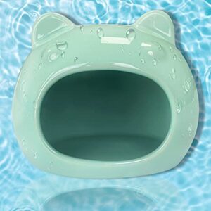 AmazeFun Small Pet Hideout Ceramic Adorable House Cozy Bed for Gerbils Hamsters Mice Mini Animals(Cyan)