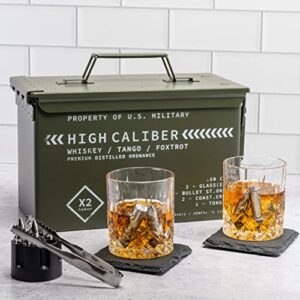 titan lso whiskey glasses and whiskey stones in unique tactical box display | ideal groomsmen gifts whiskey gifts for men | bourbon whiskey cocktail glasses, coasters and tongs… (with whiskey stones)
